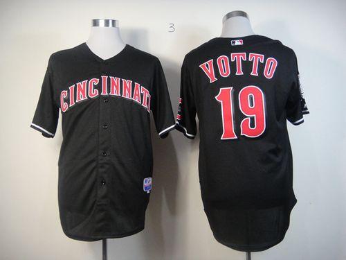 Reds #19 Joey Votto Black Stitched MLB Jersey - Click Image to Close